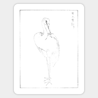 Eastern Great White Egret Digitally Enhanced Black And White Sticker